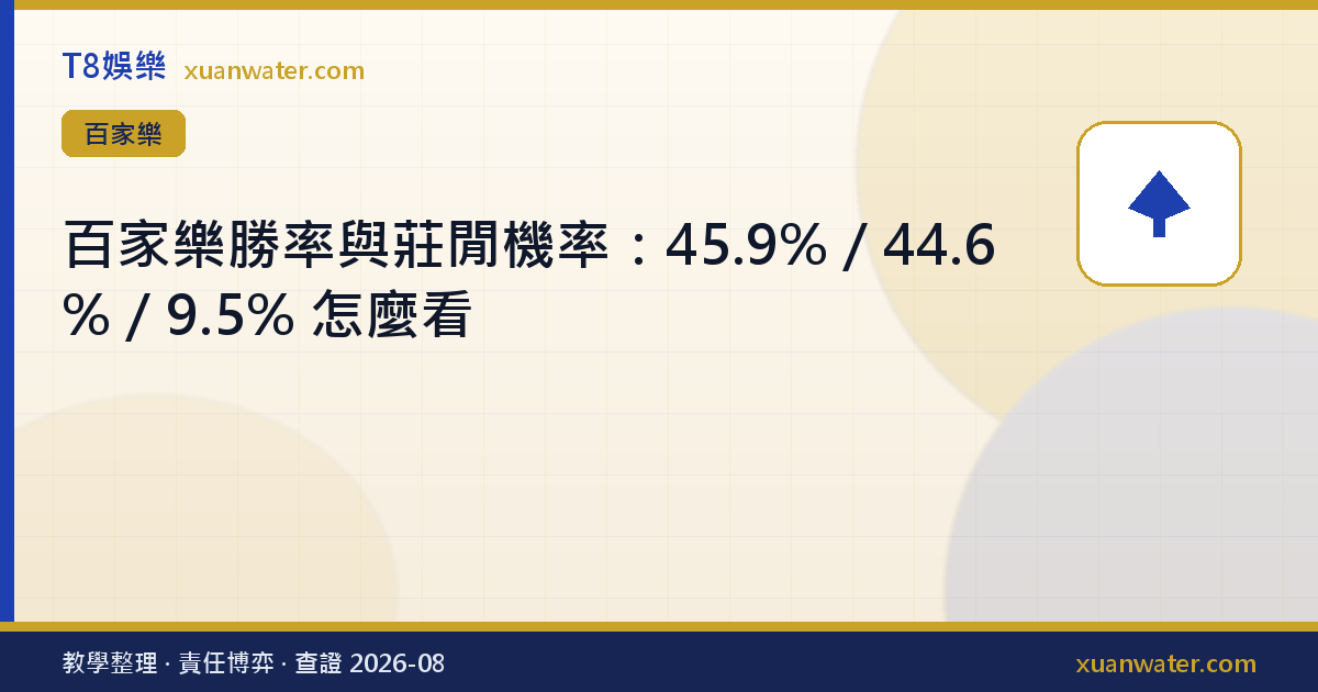 百家樂勝率與莊閒機率：45.9%／44.6%／9.5% 怎麼看